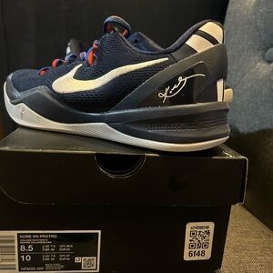 Nike Kobe VIII Protro Navy and White Athletic Shoes